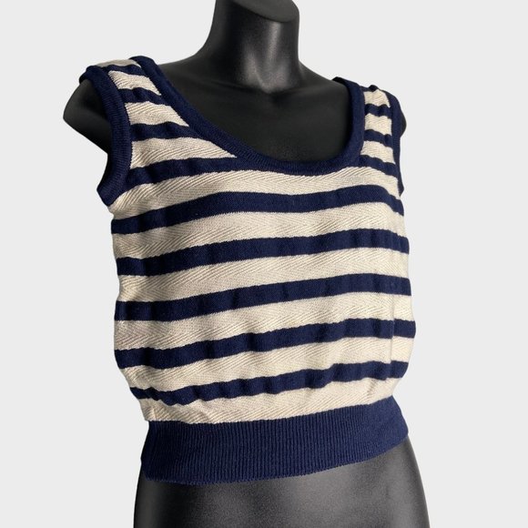 𝅺st John Collection Striped Nautical Cropped Knit Tank - Picture 7 of 8